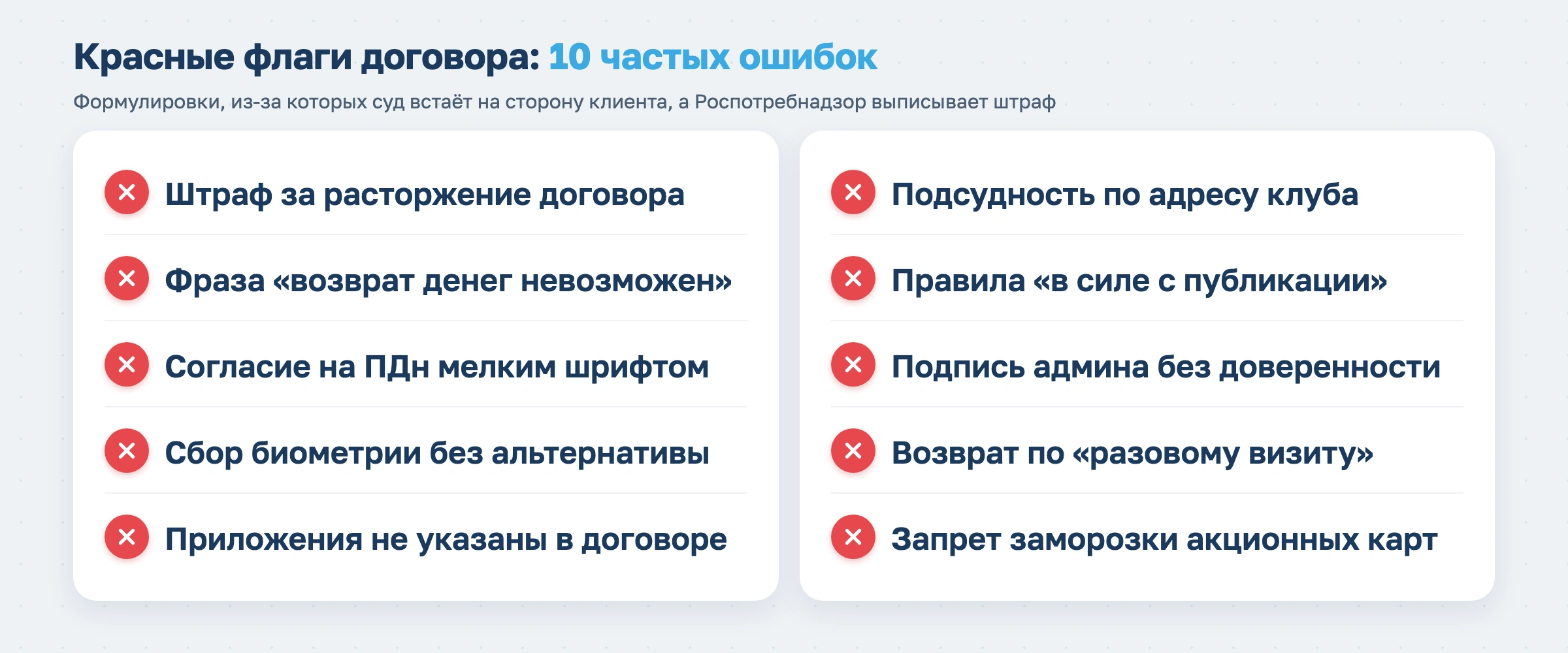Что должно быть в договоре фитнес-клуба с клиентом