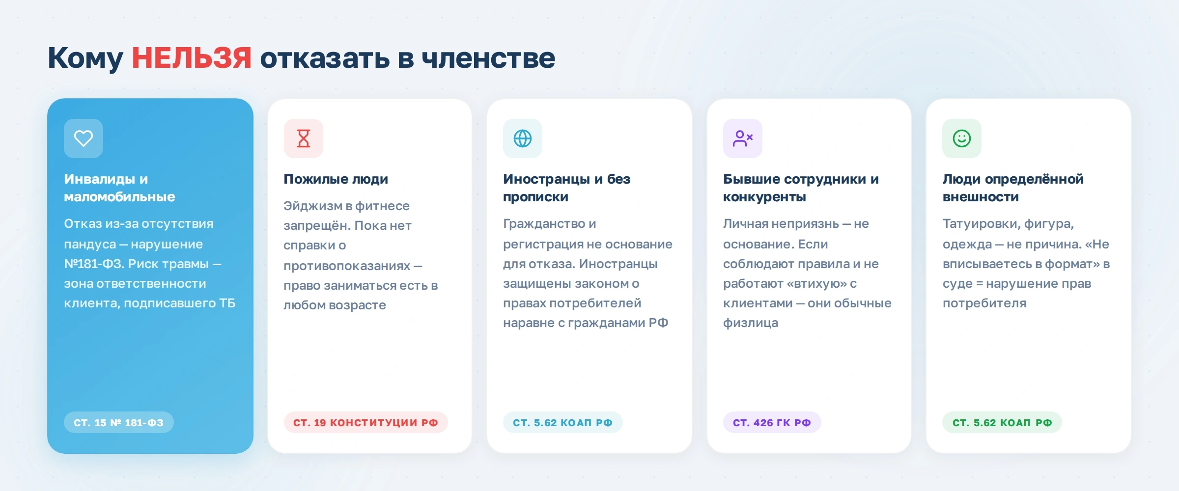 Кому фитнес-клуб может отказать в членстве